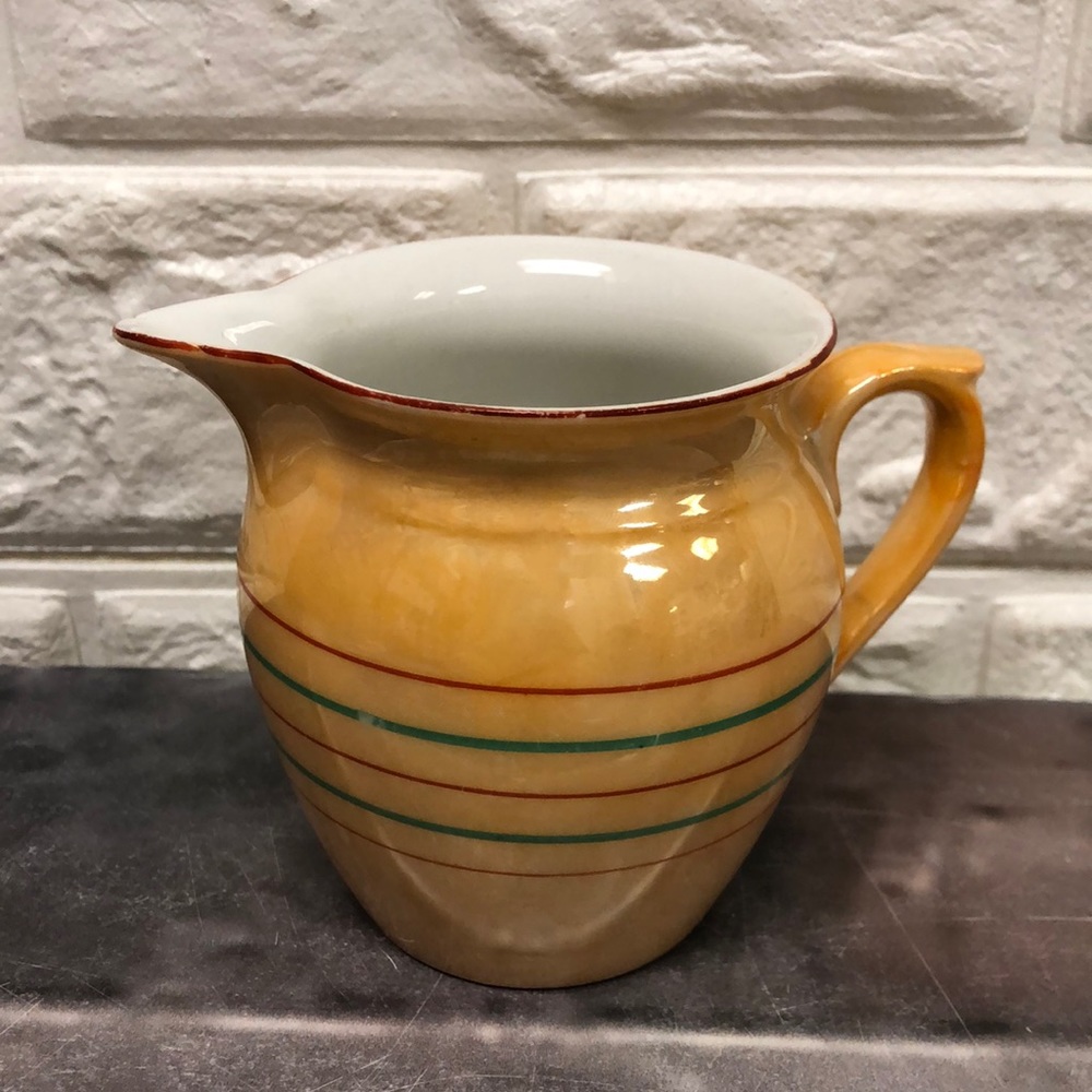 Vintage Small Orange Peach Striped Lusterware Creamer 2.5" 1/10 L